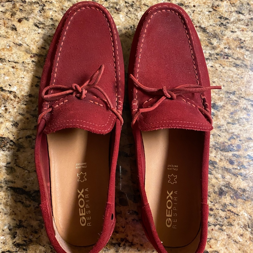 Geox Respira Red Suede Moc Driving Shoe